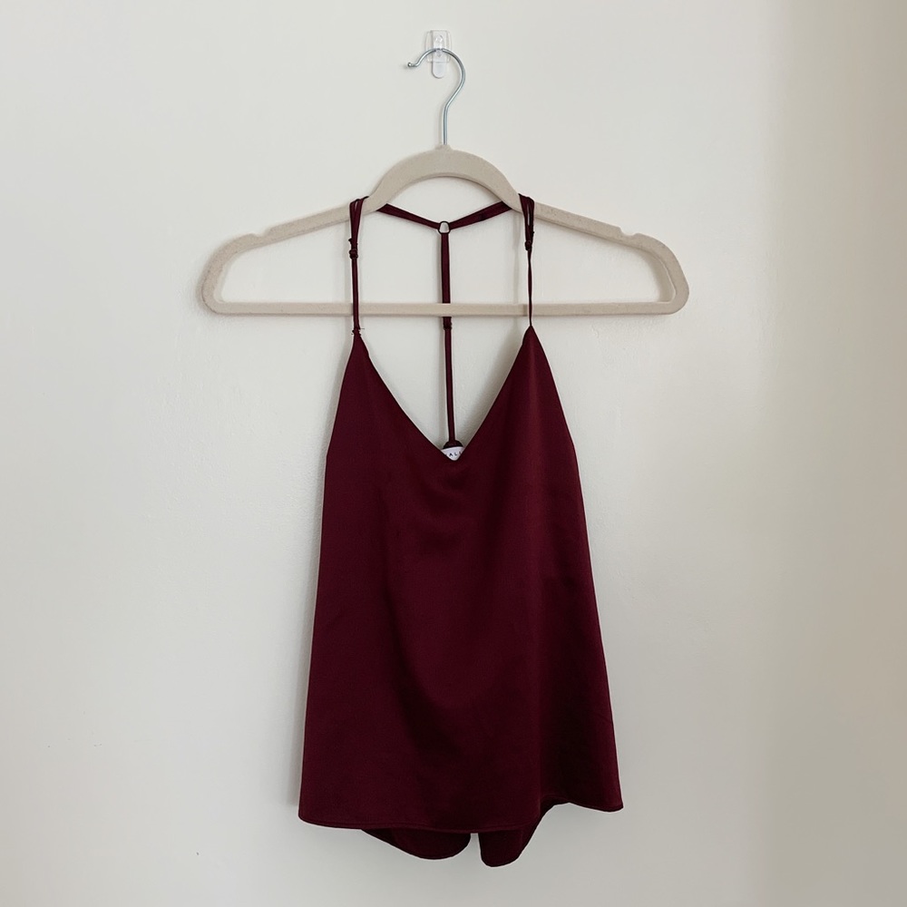 Socialite Satin Cami Top Burgundy Size M